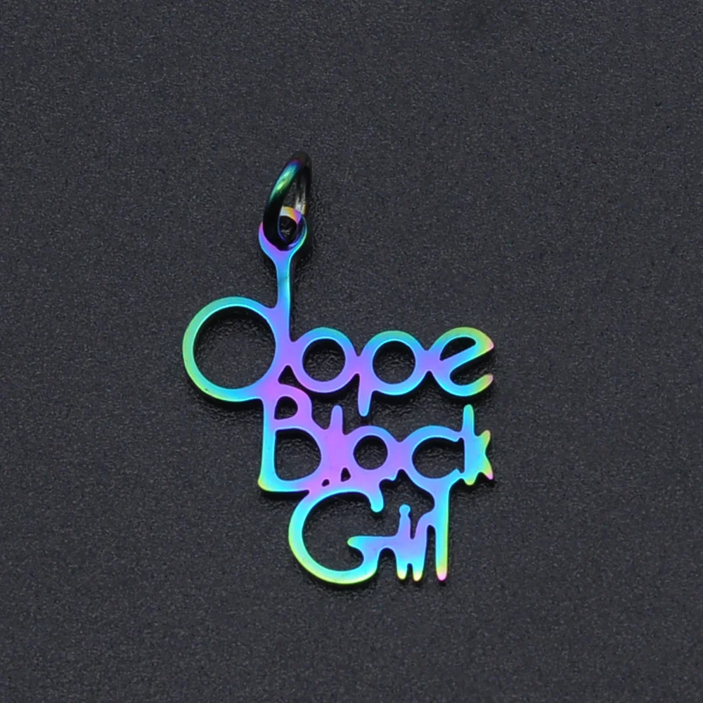 5 шт./лот 100% нержавеющая сталь черная девушка слово скрипт Шарм Кулон Оптовая DIY