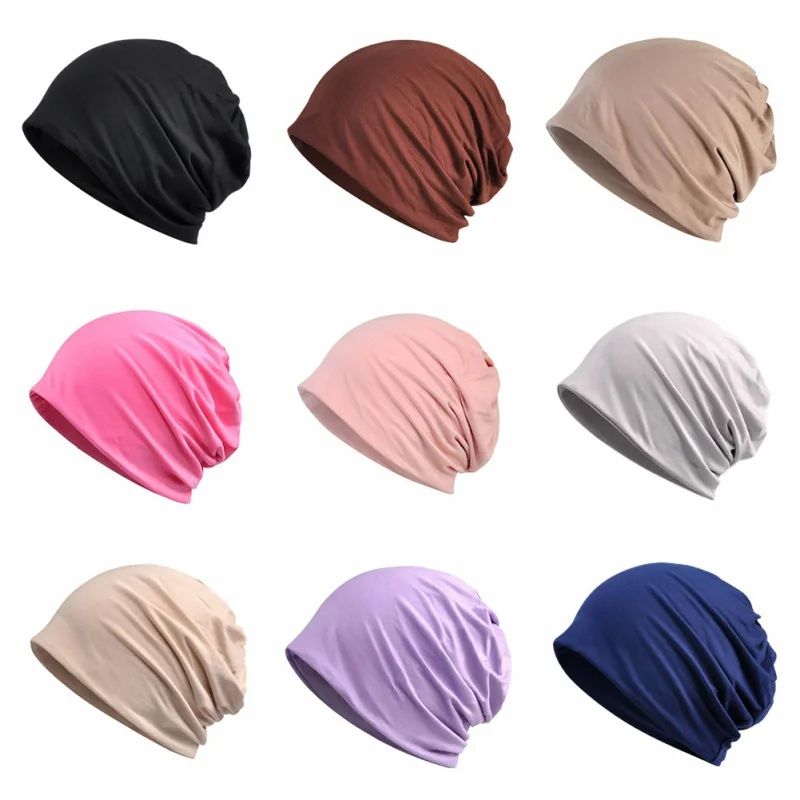 

Solid Color Beanies Cap Scarf Lace Breathable Stretch Sun Hat Neck Warmer Head Wear