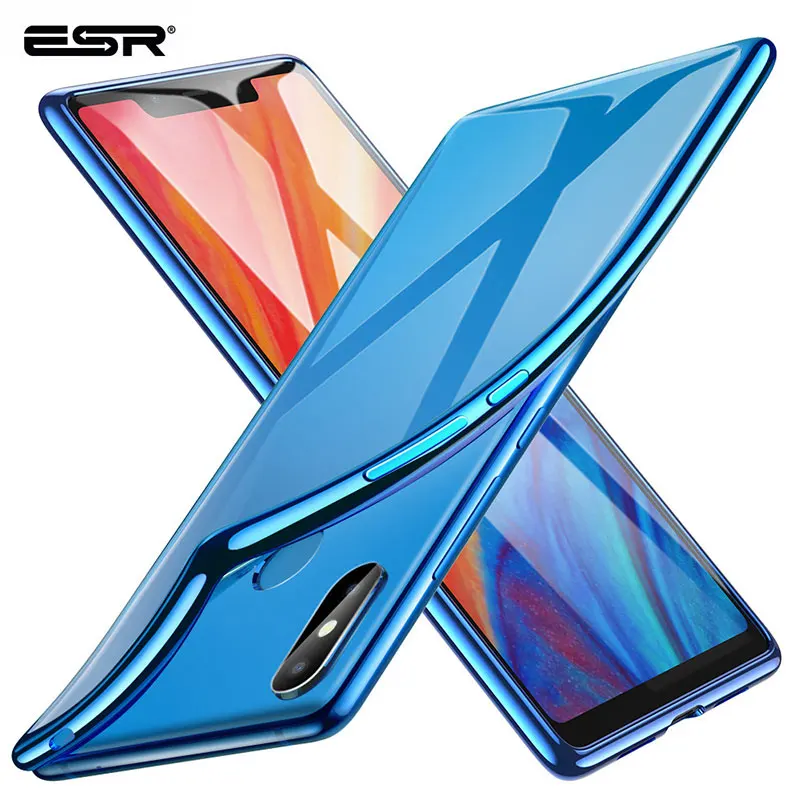ESR чехол для Xiaomi Mi 8 Прозрачная мягкая оправа из ТПУ Яркий глянцевый черный синий