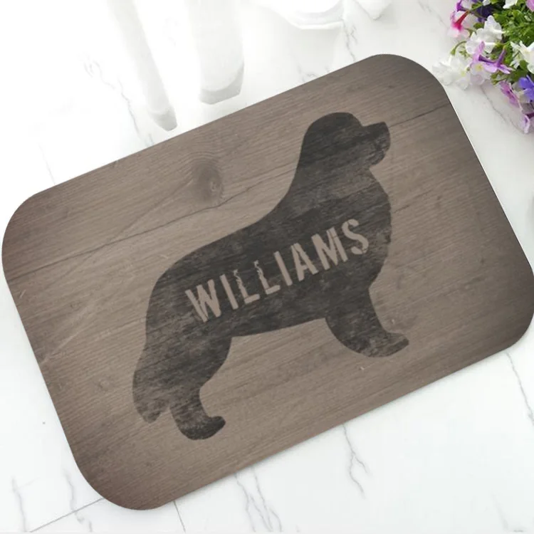 

Rustic Newfoundland Dog Welcome Doormat for Front Door Personalised Newfoundland Breed Door Mat Custom Name Dogs Rug Carpet Gift