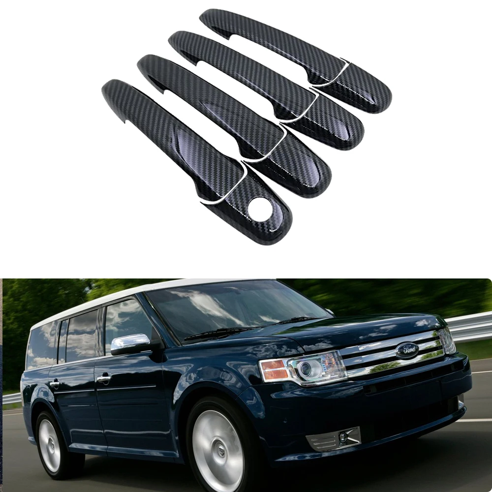 Черный цвет углеродного волокна дверные ручки Накладка для Ford FLEX 2009 ~ 2019