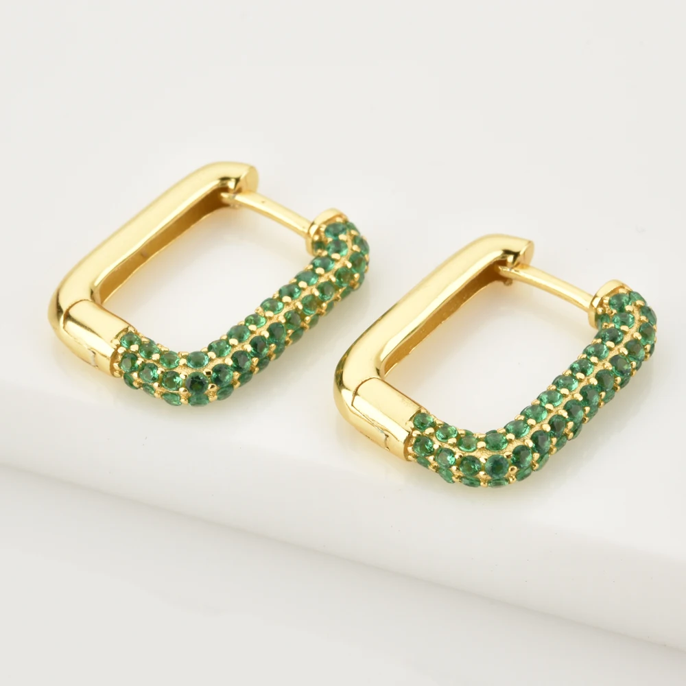 

ANDYWEN 925 Sterling Silver Colorful Zircon Square Hoop Geometric Circle Huggies Women Fashion Luxury Jewelry Piercing Pendiente