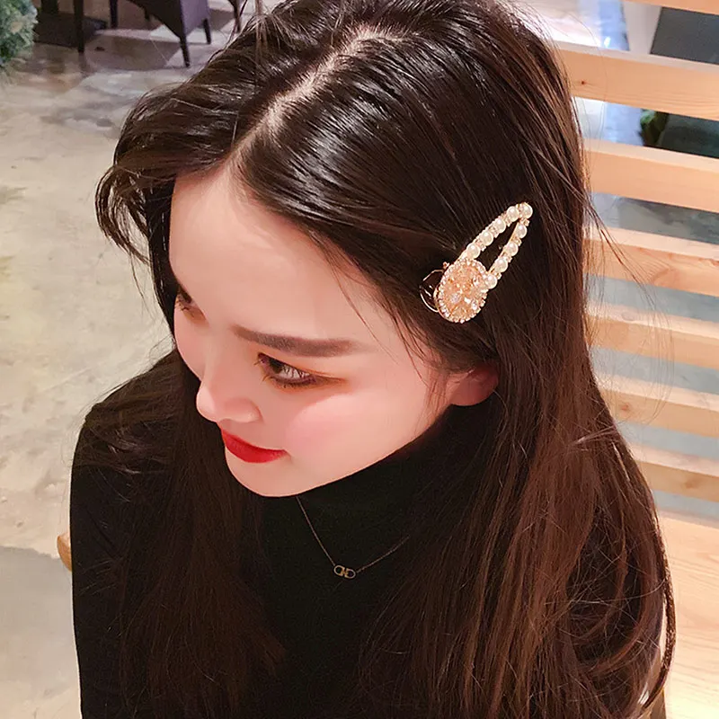 

Full Crystal Hairpins Woman Hair Accessories Pearl Hair Clips Korean Style Hair Grip Girls Sweet Clips Barrettes Tiara Headwear