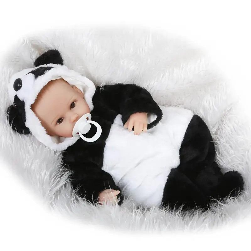 

NPK lifelike reborn baby doll vinyl vinyl silicone soft real touch 40cm cotton body panda newborn girls doll kids Birthday gifts