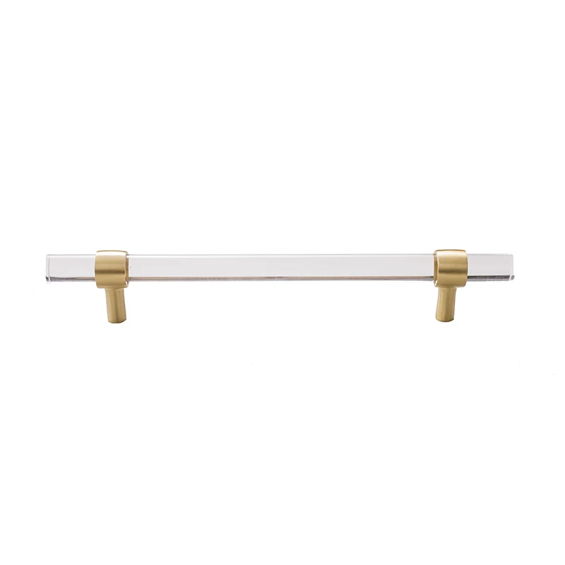 

Acrylic Brass Long Handle Modern Minimalist Cabinet Golden Transparent Drawer Wardrobe Furniture Light Luxury Door Handle