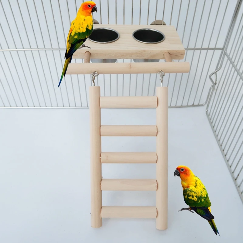 

Корм для птиц, чашки из нержавеющей стали для кормления попугаев, клетка, держатель с зажимом, деревянная платформа