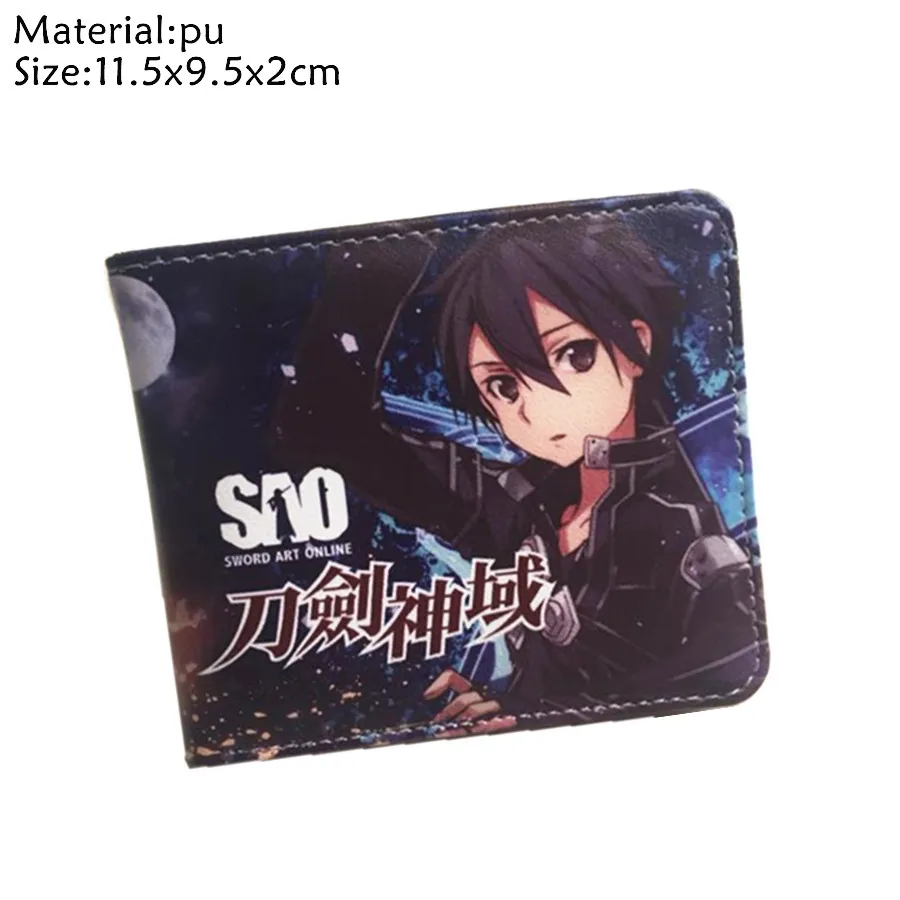 01 Sword Art Online SAO Kazuto кошелек аниме PU короткий двойной фото держатель для карт кошелек для мужчин и женщин на молнии карман для монет кожаный подарок - Цвет: 01