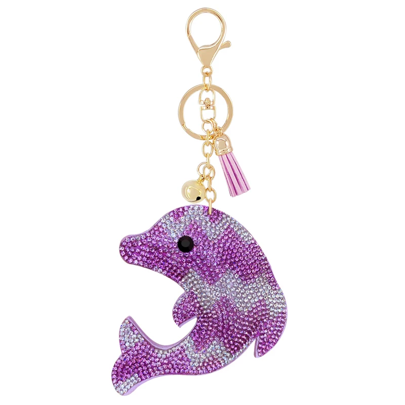 Творческий корейский бархат Цветной Стразы милый брелок с дельфином подвесной