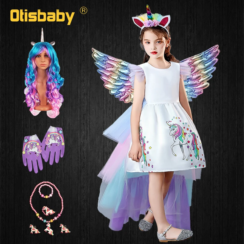 Милый наряд для девочки на Рождество Единорог Детское платье маленьких девочек