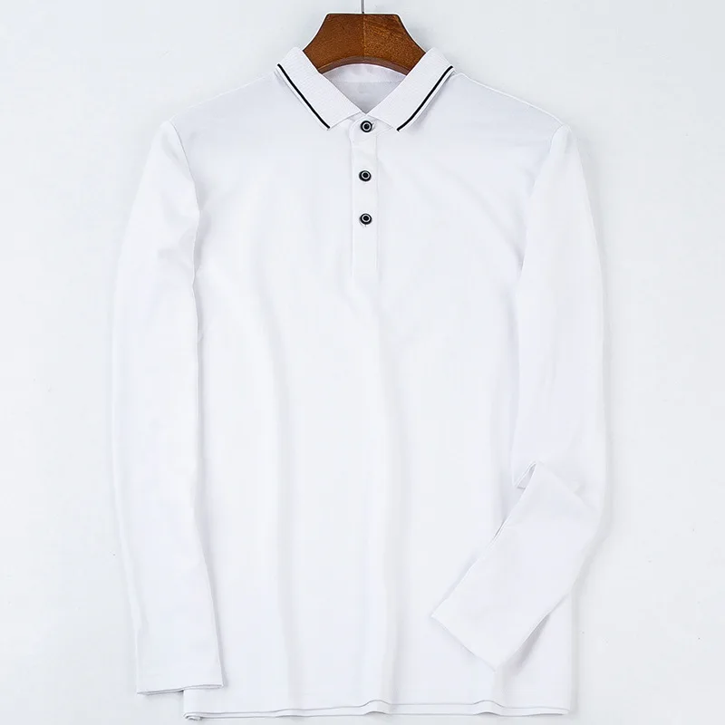 

Spring and autumn new long sleeve T-shirt male leisure coat mulberry silk POLO shirt