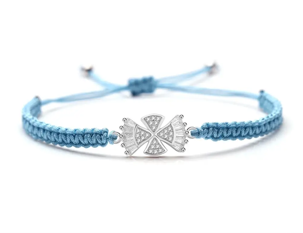 Браслет с шармами в виде четырехлистного клевера летающего крыла из меди