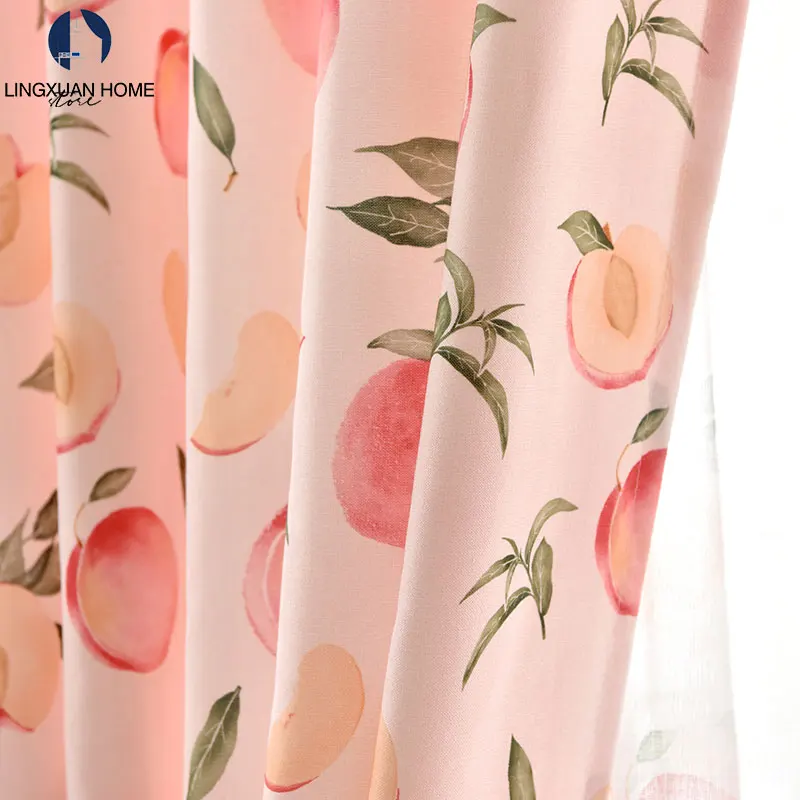 

Modern Printed Blackout Curtains For Living Room Peach Print Window Treatment Curtain For Bedroom Shading Customized Curtains