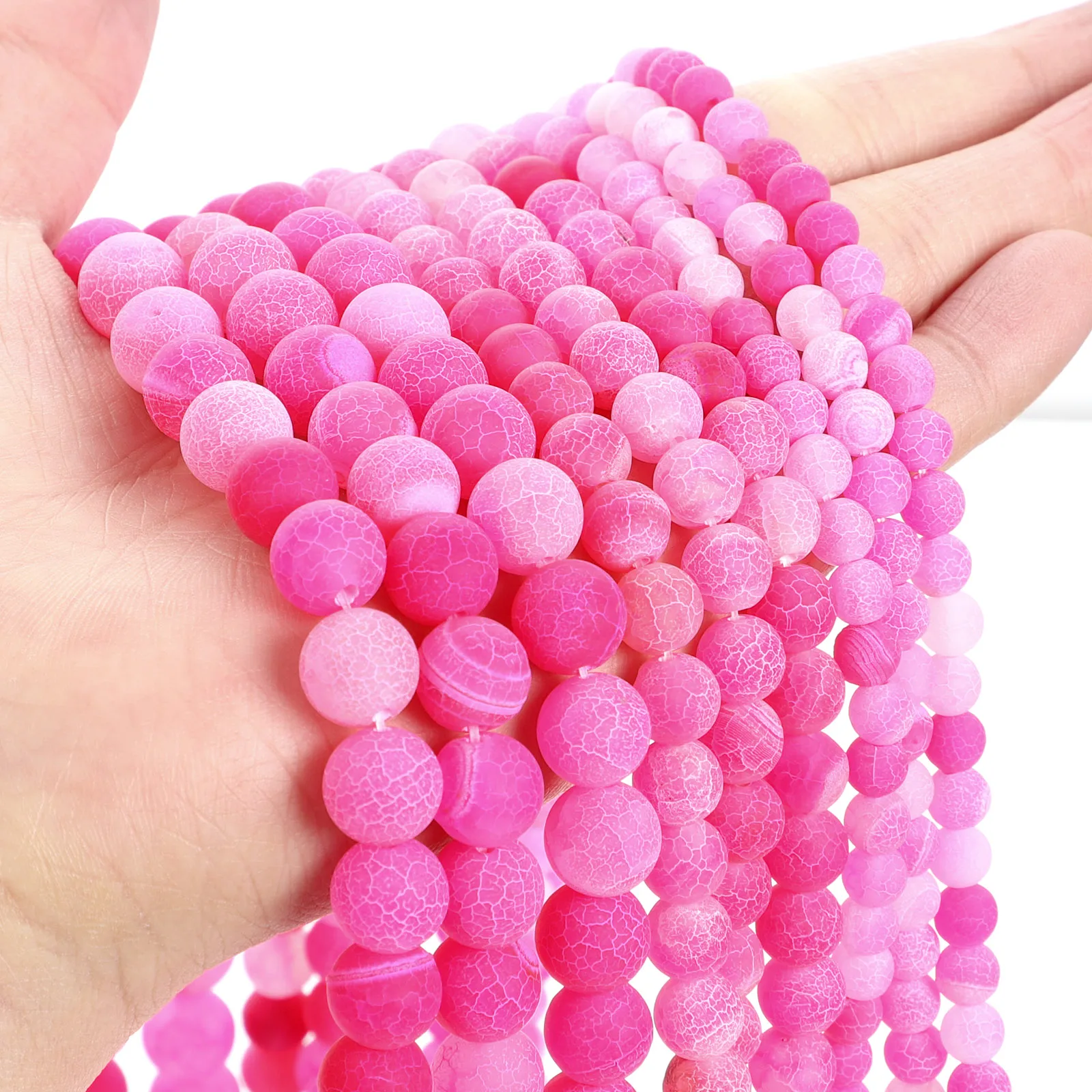 Бусины из натурального камня матовый цвет розово-красный женский свободный