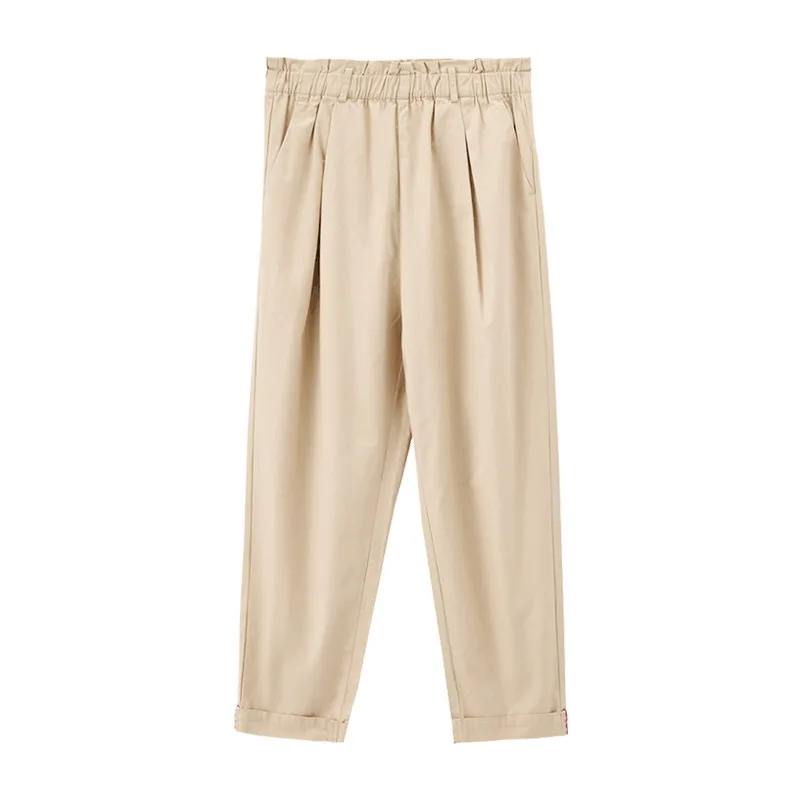 INMAN/весенне-осенние простые свободные хлопковые однотонные брюки с цветочным