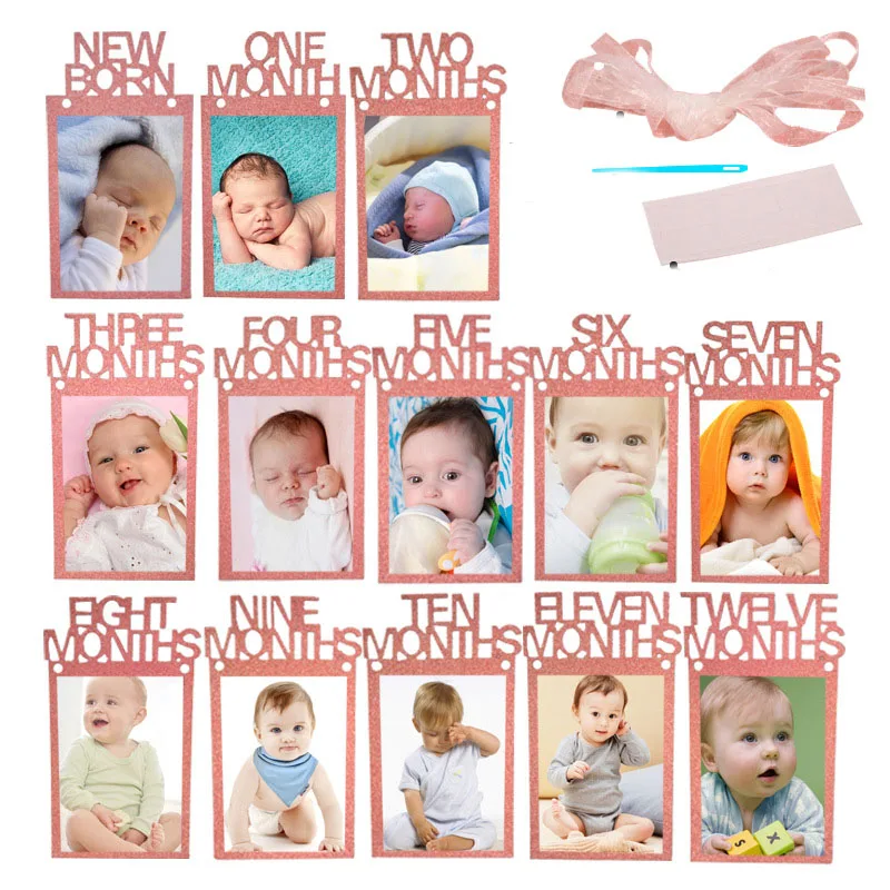 12 месяцев баннеры для фотосъемки Детские дня рождения детские бумажные гирлянды