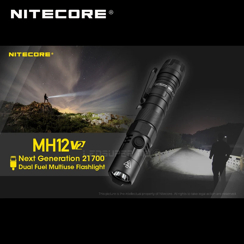 Светодиодный Многофункциональный фонарик NITECORE MH12 V2 CREE XP L2 V6 1200 люмен 21700 с двойным