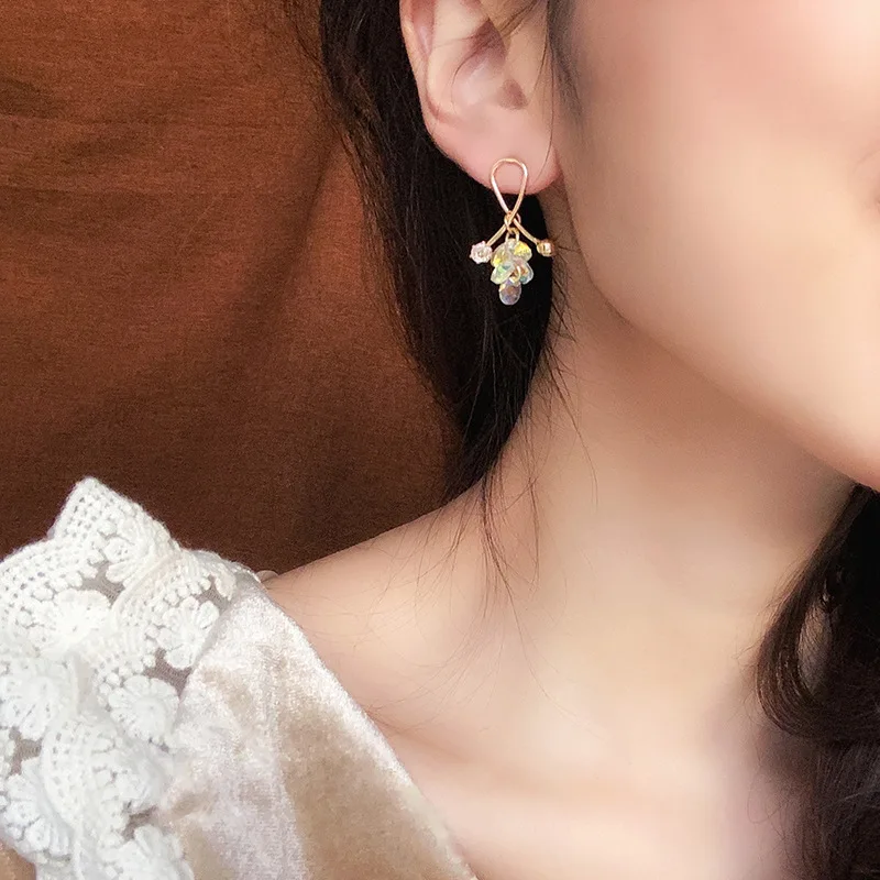 

Серебряные серьги "светильник глазурованного стекла" S925, французские ретро-серьги, Сияющие универсальные симфонические кристаллы