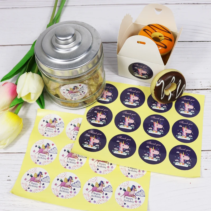 108pcs Unicorn Seal Sticker Thank You Point Party Baking Packaging Biscuit Bag Label Sealing | Дом и сад
