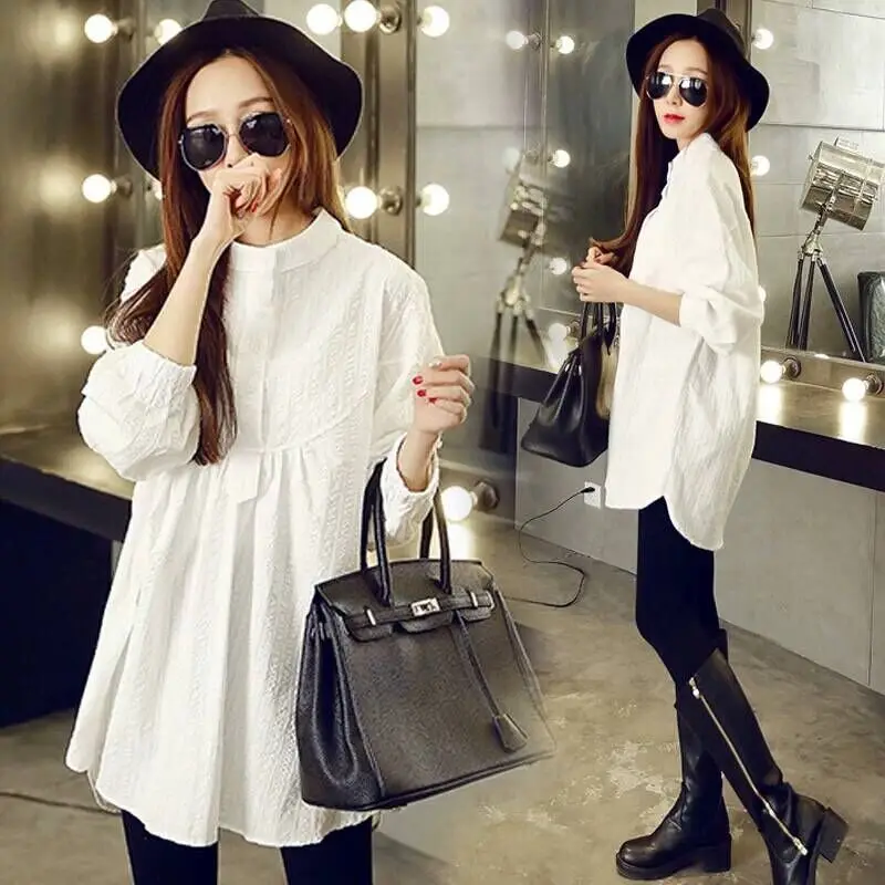 Одежда для беременных летняя хлопковая футболка с длинным рукавом и круглым