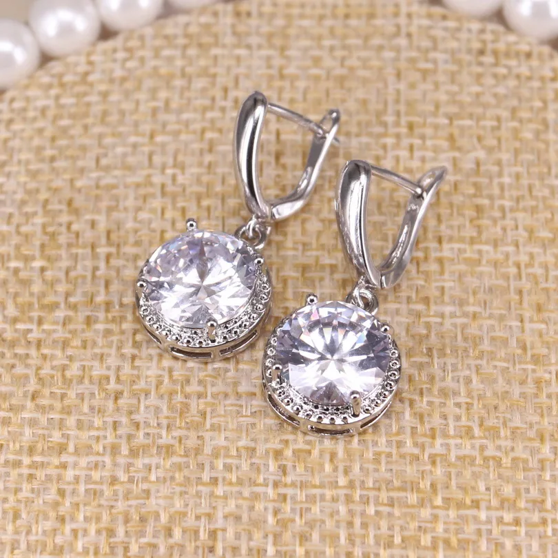 

Emerald Sapphire Topaz 925 Silver Long Earrings for Women Wedding Jewelry Free Gift