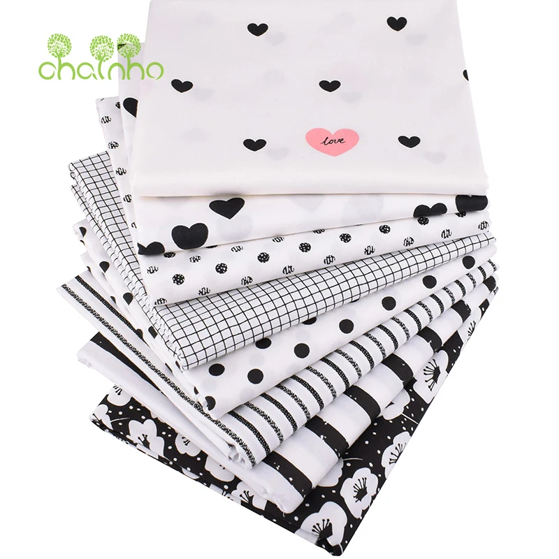 Черно-белая Геометрическая серия Chainho хлопчатобумажная ткань с принтом