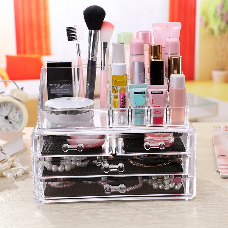 Акриловый прозрачный органайзер для макияжа съемные коробки хранения косметики