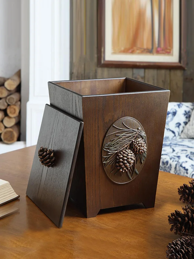 

Wood Vintage Trash Can Recycle Large Selective Compost Trash Can Creative Kitchen Cubo De Basura Home Office Storage EI50LJ