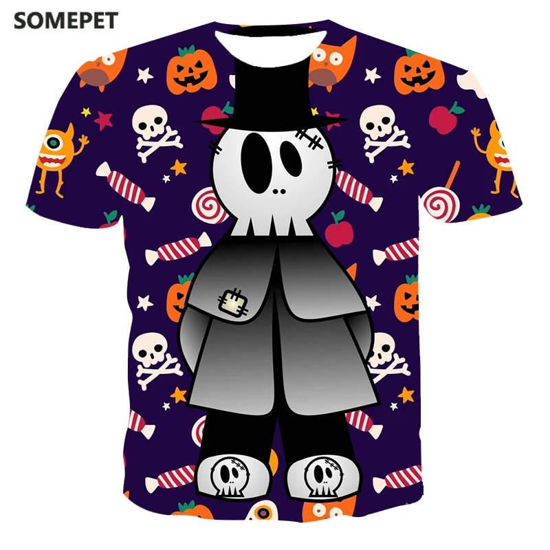 

New T-Shirt Male High-Quality Male T-Shirt Halloween Series Short Sleeve Printing Male T-Shirt Stylish And Handsome