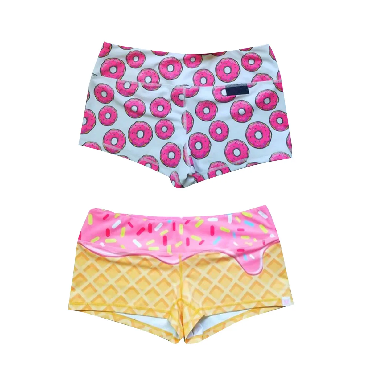 

Women Shorts, Summer High-Waist , Elastic Tight Ice Cream Doughnut Printed Party Club Run Wear