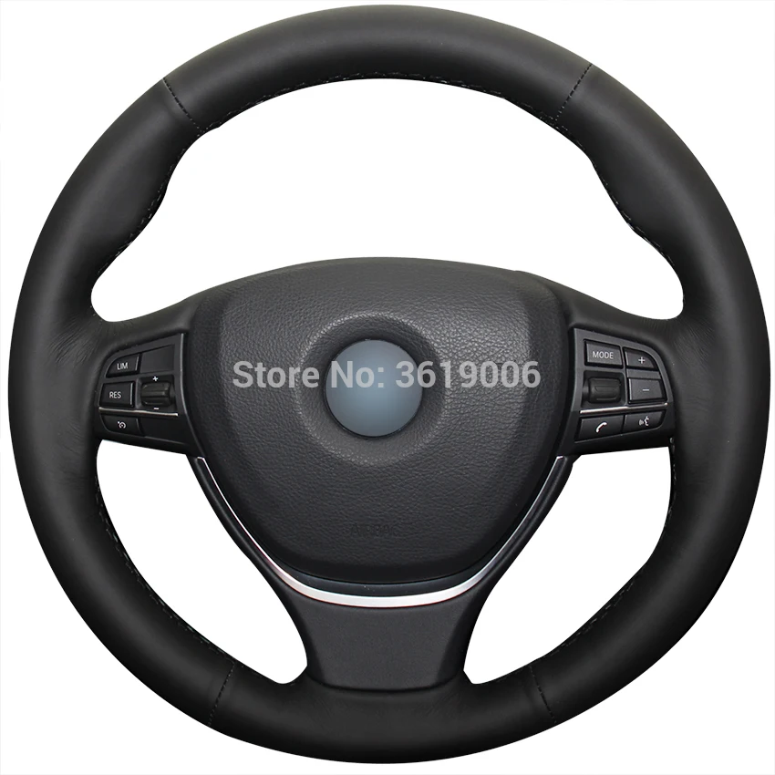 

DIY Steering Wheel Cover Wrap Black Leather Hand Sewing For BMW F10 2014 520i 528i 2013 2014 730Li 740Li 750Li