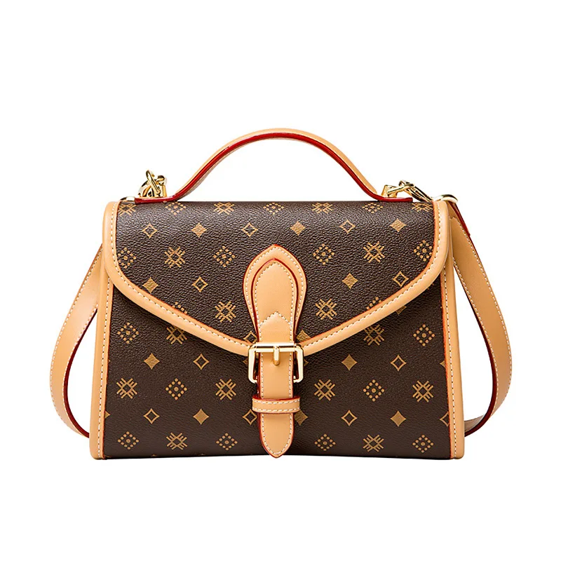 

Genuine Leather Women Shells 2021 New Fashion Retro Geometric Prints One Shoulder Bags Ladies Designer Handbags Sac Luxe Femme