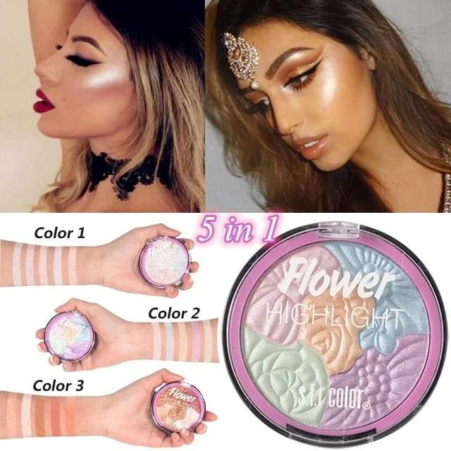 5 цветов палитра хайлайтеров для лица Шиммер блестящий макияж пудра полная