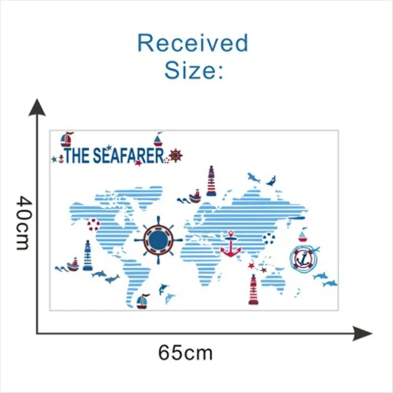 Морской моряк Путешествия Синий карта мира настенные наклейки для детской