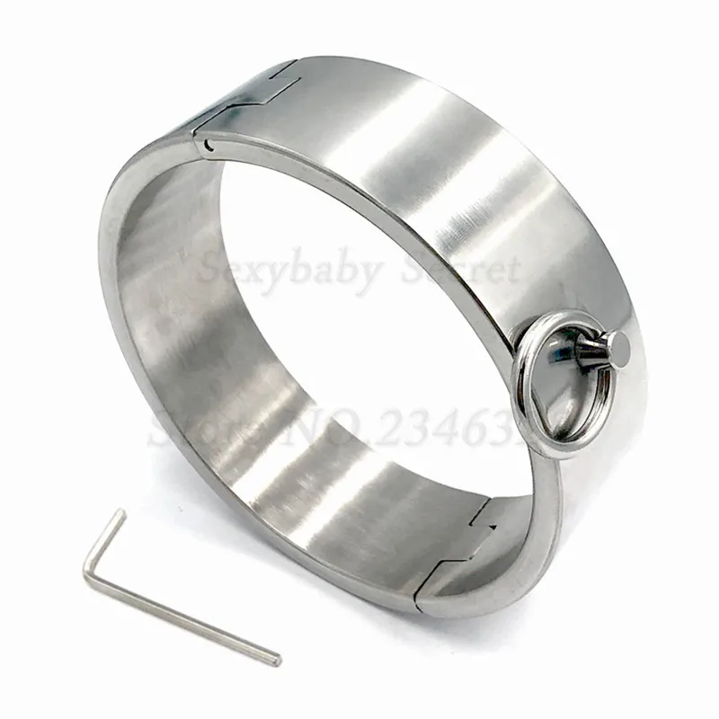 4 см высокие тяжелые ремни для воротника из нержавеющей стали запираемый чокер