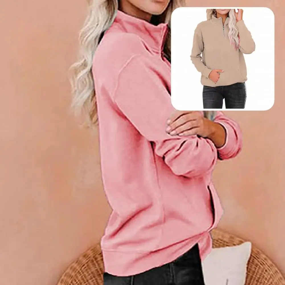 

Женская дышащая толстовка на молнии с воротником-стойкой и передним карманом