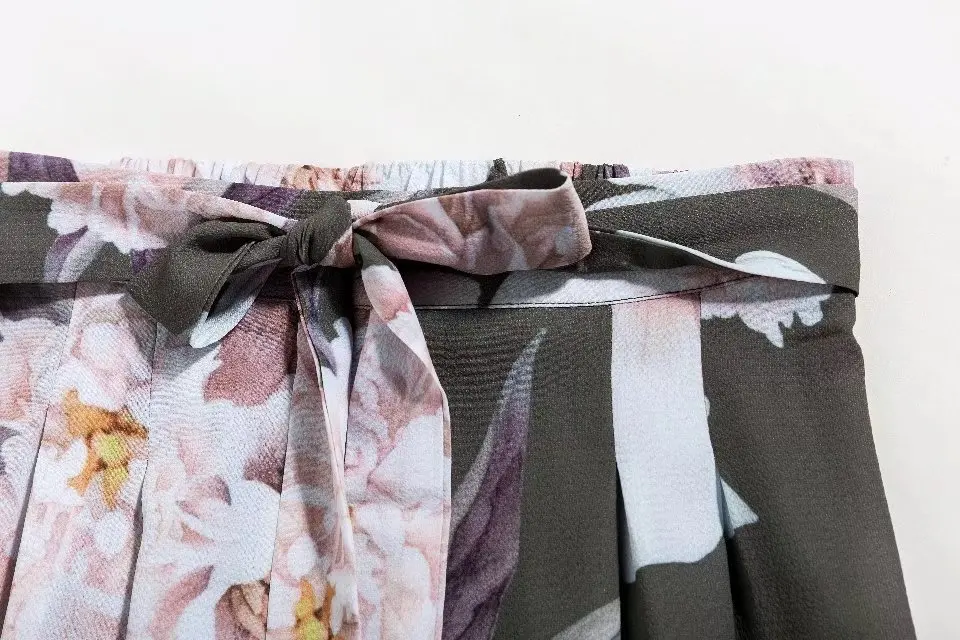 Floral Print Wide Leg Pants Women Long Casual Chiffon Trousers Summer Boho Beach Elastic High Waist Spring | Женская одежда