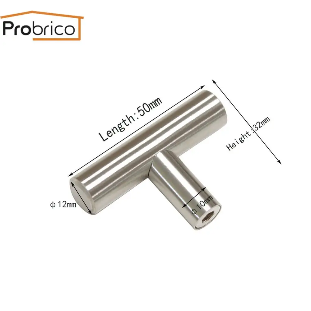 Single Hole Probrico ручки для ящиков, мебельные ручки для кухонного шкафа, Т-образные дверные ручки, ручки для ручек, диаметр 12 мм/14 мм - Цвет: Single Hole