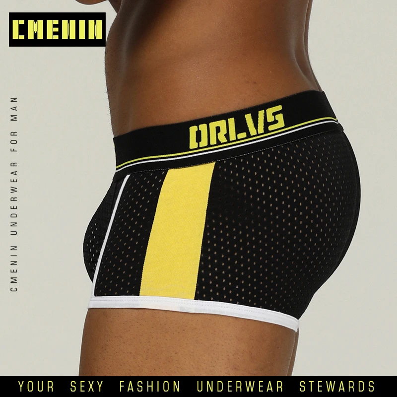 Мужские трусы боксеры из сетчатой ткани черные дышащие в сетку боксерские шорты