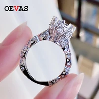 oevas 100 925 sterling silver sparkling high carbon diamond engagement rings for women shiny wedding party fine jewelry gifts