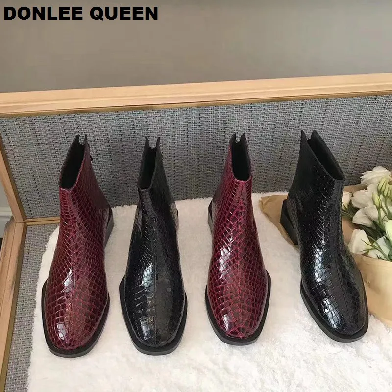 Женские ботильоны ботинки Челси с круглым носком на не сужающемся книзу