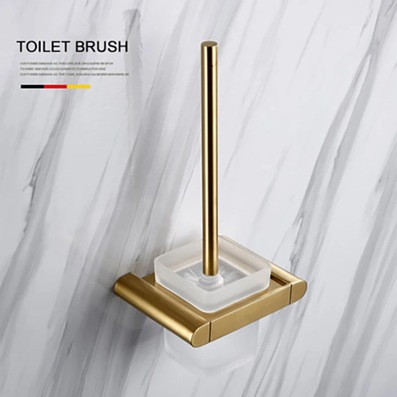 Toilet Brush Holder Smesiteli роскошный золотой набор оборудования для ванны 304 нержавеющая сталь матовый бумажный держатель полотенец мыльница, ванная продукт - Цвет: Toilet Brush Holder