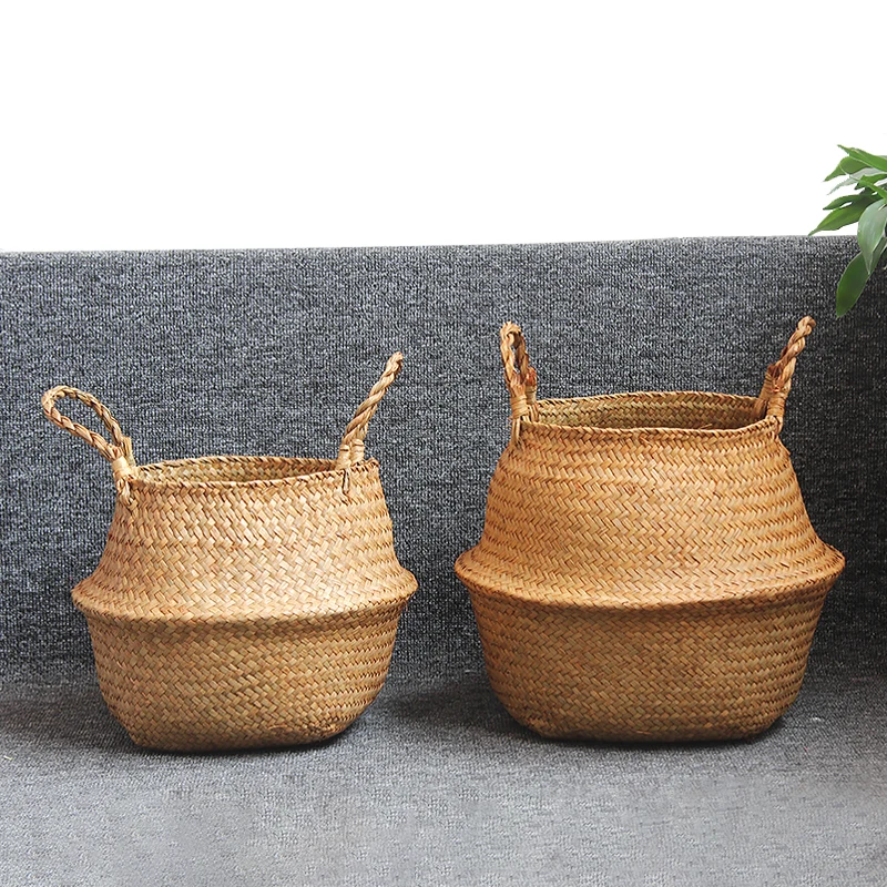 Богемный декор плетеная фотокорзина лоскутное плетение ротанговая морская