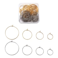 1 box wine glass charms rings earrings circle wire hoop accessories for fashion women earring diy making mix color