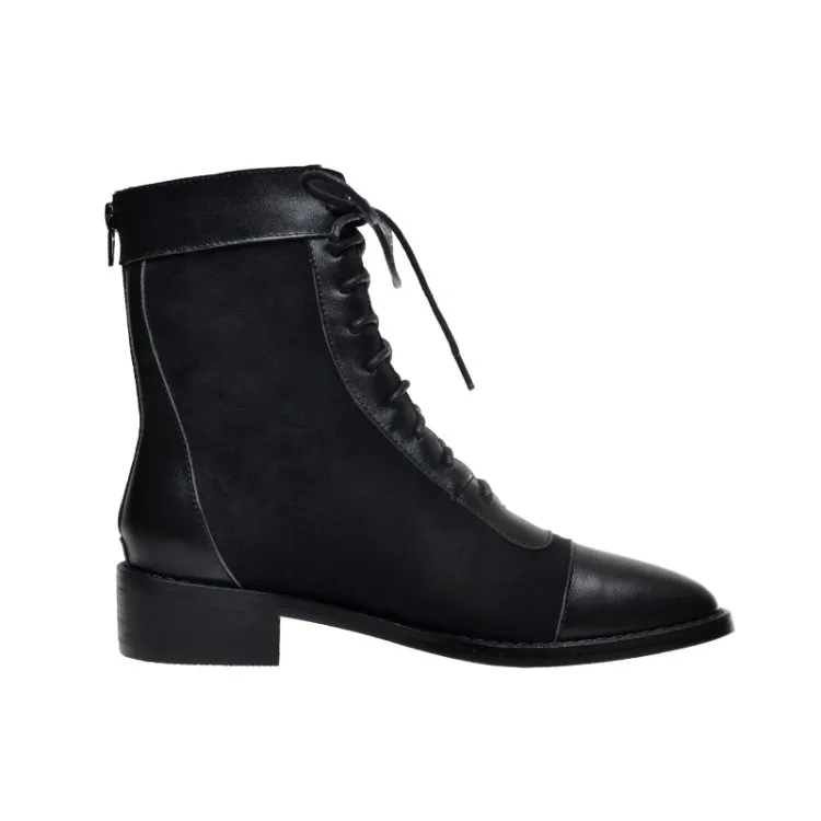 MLJUESE/женские ботильоны из коровьей кожи с квадратным носком Зимние короткие