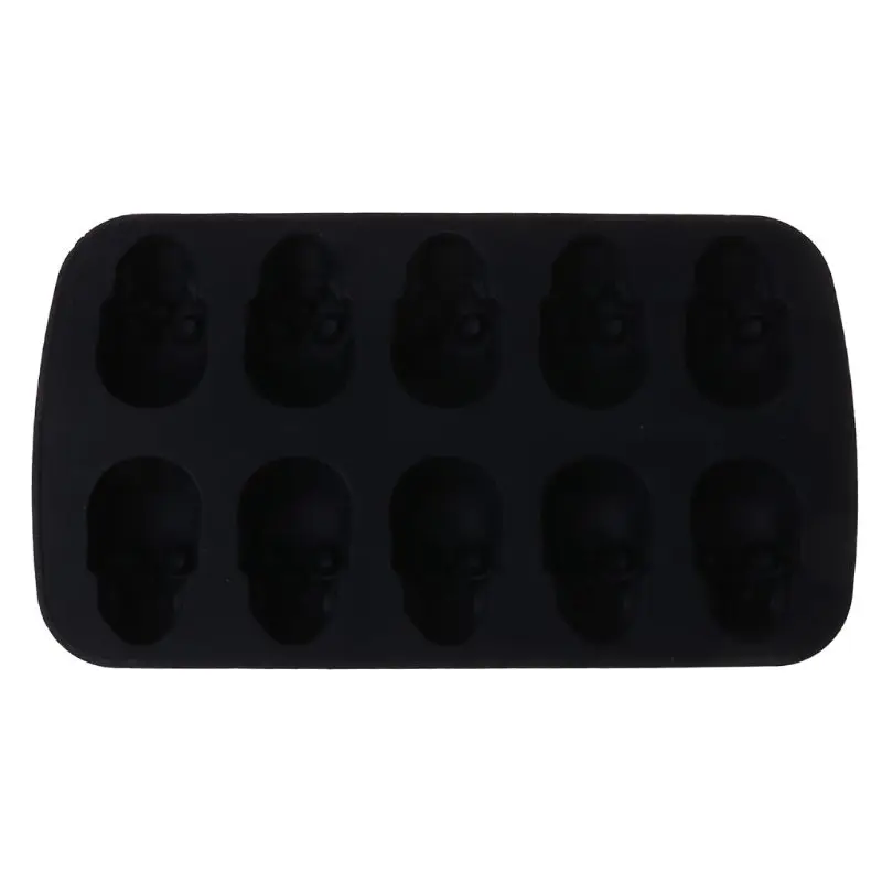 

10 Cavity Ice Cube Maker 3D Skull Shape Silicone Chocolate Mold DIY Whiskey Bar