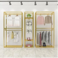 clothing store display stand floor mounted clothing rack double hanger iron hanger hanger golden