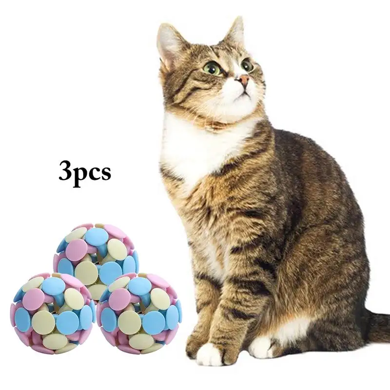 

3 PCS Colorful Cat Toys Balls Creative Woven Cat Teasing Ball With Small Bell Funny Kitten Scratch Play Ball Toys Cats Supplies