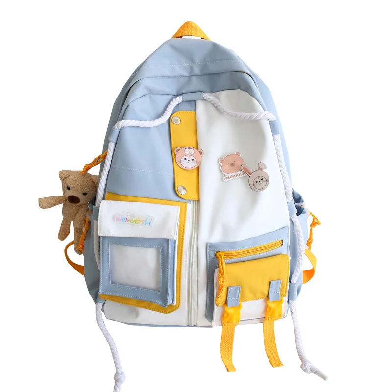 

Girl Personality Backpacks Cute Panelled Women Backpack Harajuku School Bags for Teens Female Kawaii Shoulder Bag Ladies Bookbag