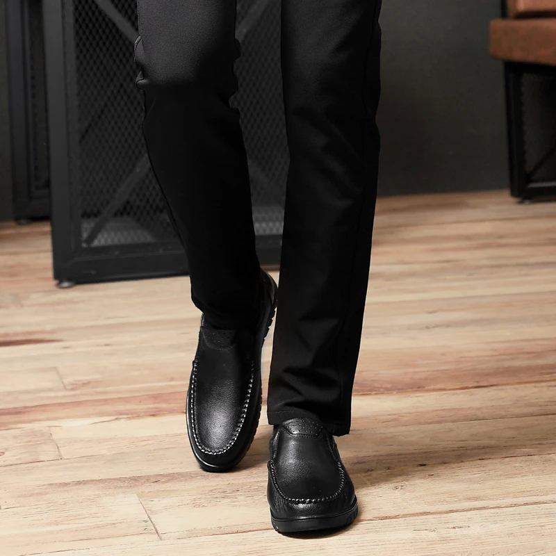 

Italian style shoes men Luxury Brand Man genuine Leather Loafer cw Leather Casual Flats Round Toe Comfortable Office Men Shoes