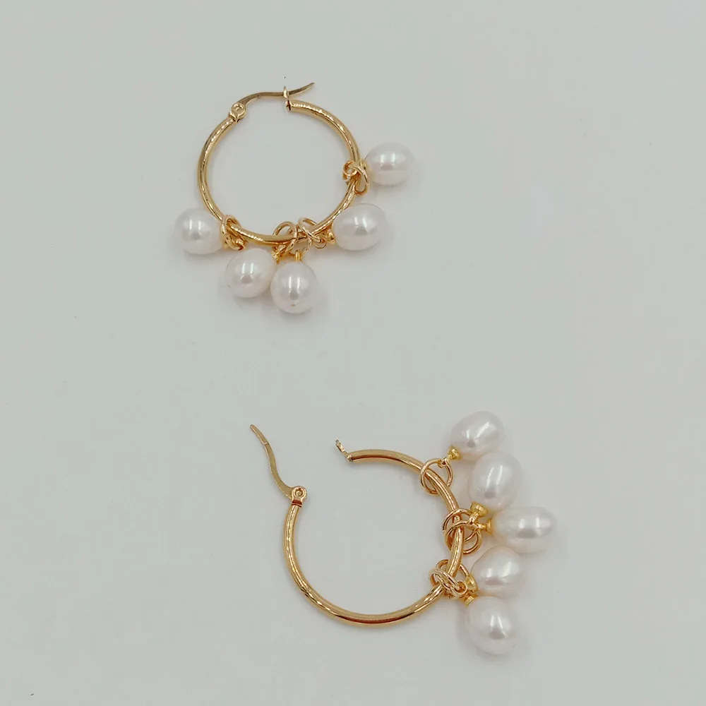 Серьги из нержавеющей стали с жемчугом 100% натуральный пресноводный жемчуг